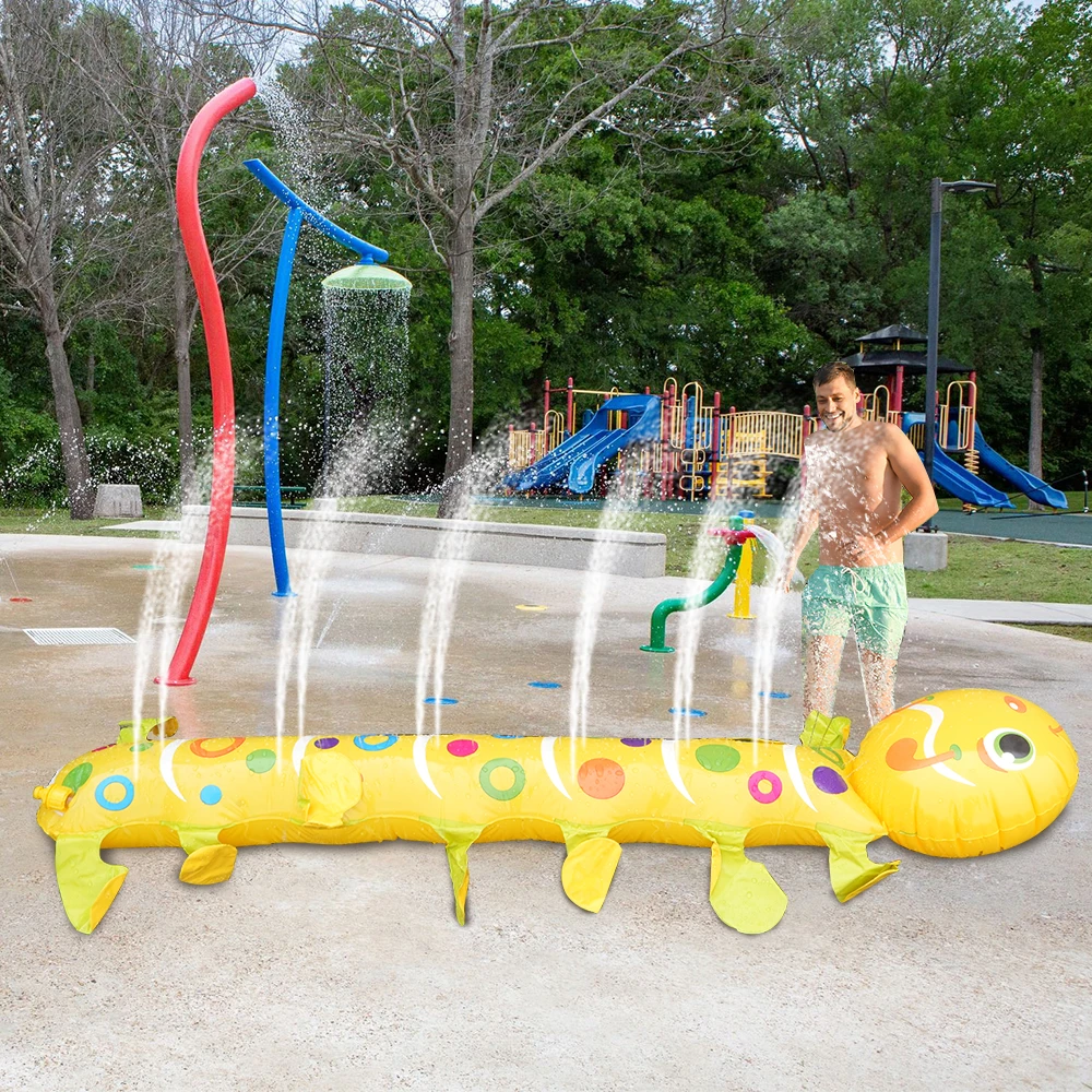 Caterpillar Sprinkler Pad Splash Play Mat for Kids Toddlers Summer Outdoor Backyard Lawn Water Toys Inflatable Spray Pad - 2