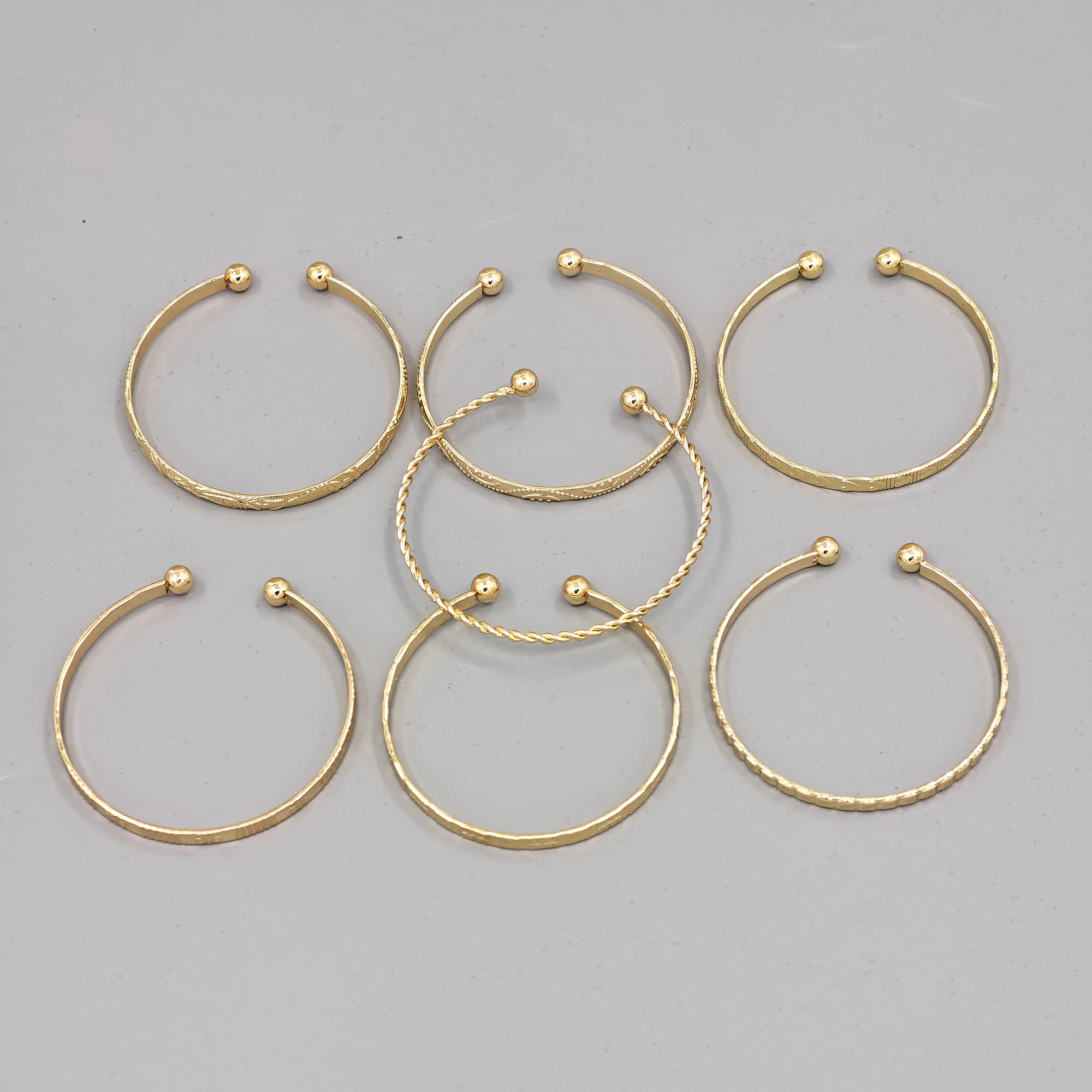 7pcs Retro, minimalist, fashionable mix and match, open mouth bracelet, handmade accessories, layered style 5