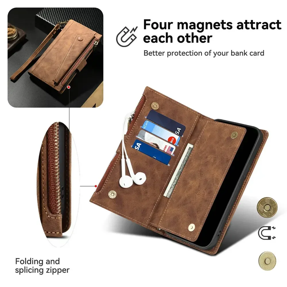 Luxury RFID Zipper Wallet Phone Case with Card Holder