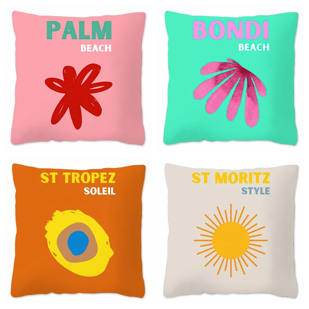 Travel Series Soft Plush Cushion Cover Custom Made Summer Pillowcase Decorative Throw Pillow Cover Vacation Printing Pillow Case