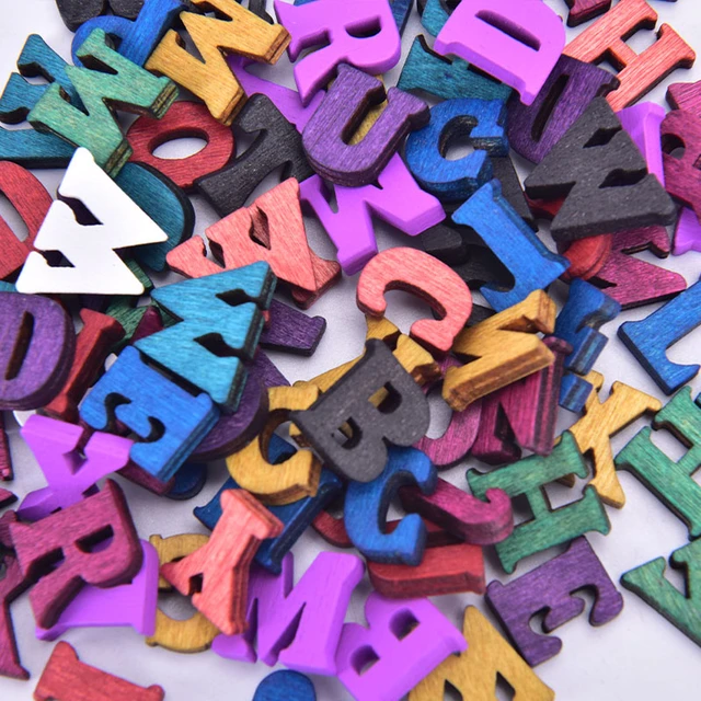 100pcs 15mm Colorful Painted Wooden Letters Alphabet Wall
