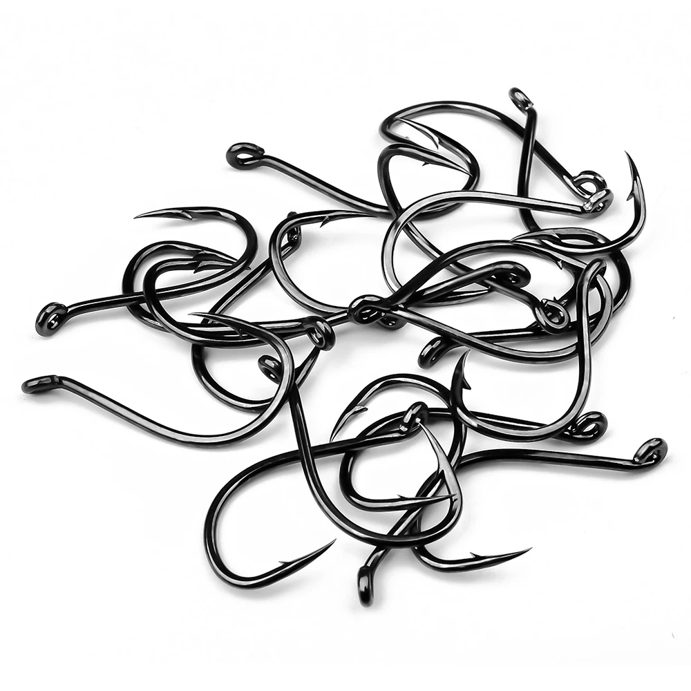 KATYUSHA 20PCS J Hooks 1/0-2/0-3/0-4/0-5/0# Barbed Octopus