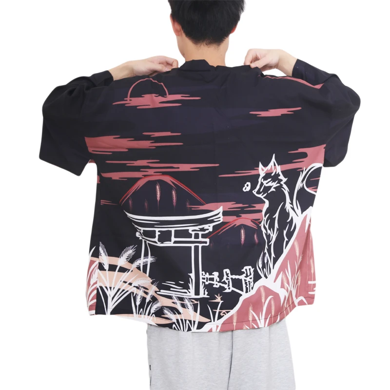Japanese Kimono Samurai Kimono Man Cartoon Print Shirt Clothing Harajuku Cardigan For Men Women japanese kimono japanese kimono cardigan japanese kimono shirt