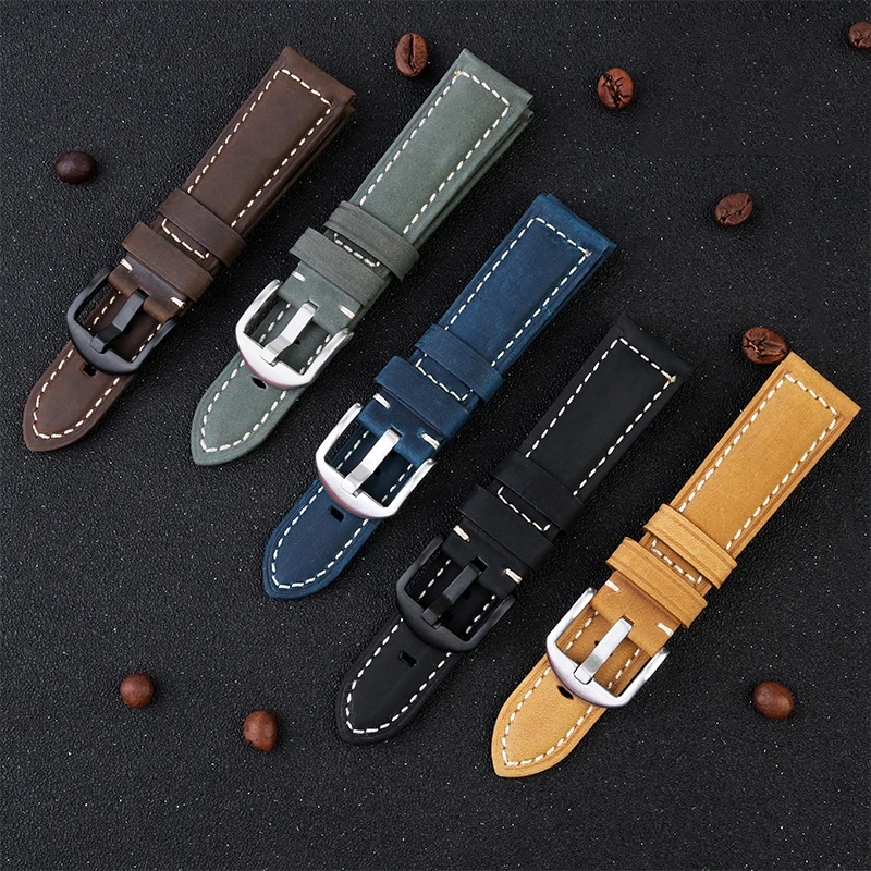 Cinturino Vintage In Vera Pelle 20 22Mm 24 26Mm Bracciale Per Panerai Pam441 Citizen Bm8475 Swatch Omega Co-Branded Seiko Strap