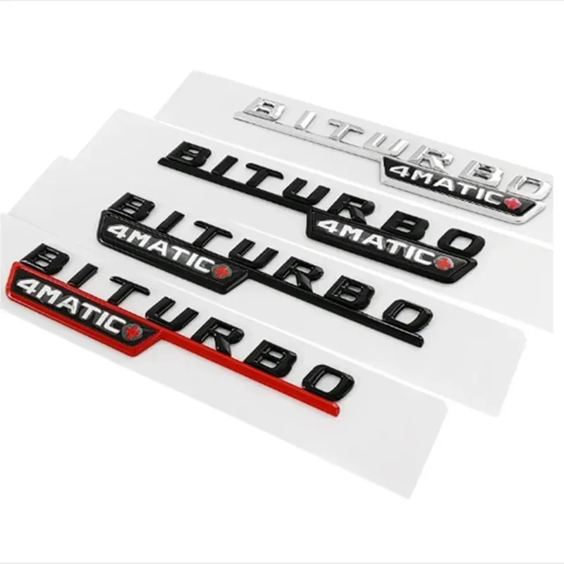 2개 3D ABS 자동차 레터링 펜더 트림 배지 BITURBO 4MATIC Plus 엠블럼 스티커 (C43 E43 GLE43 GLC43 W205 W213 악세사리용)