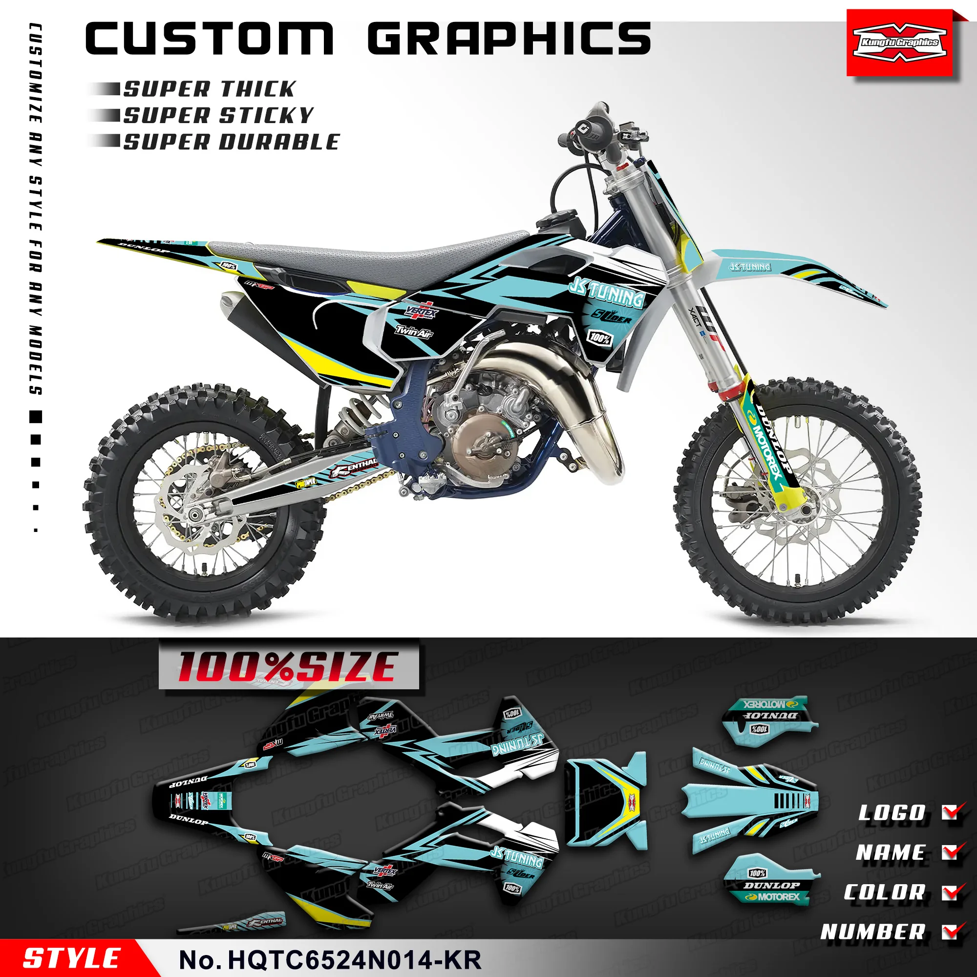 

KUNGFU GRAPHICS Graphics Kit Vinyl Wrap for Husqvarna TC65 TC 65 2024, HQTC6524N014-KR