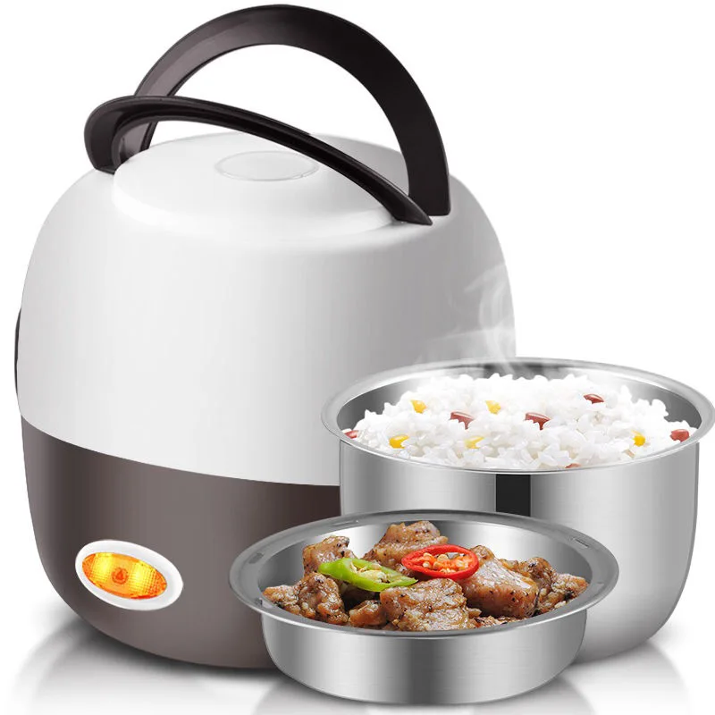 

Stainless Steel 2/3 Layers Mini Electric Rice Cooker Steamer Portable Meal Thermal Heating Lunch Box Food Container Warmer