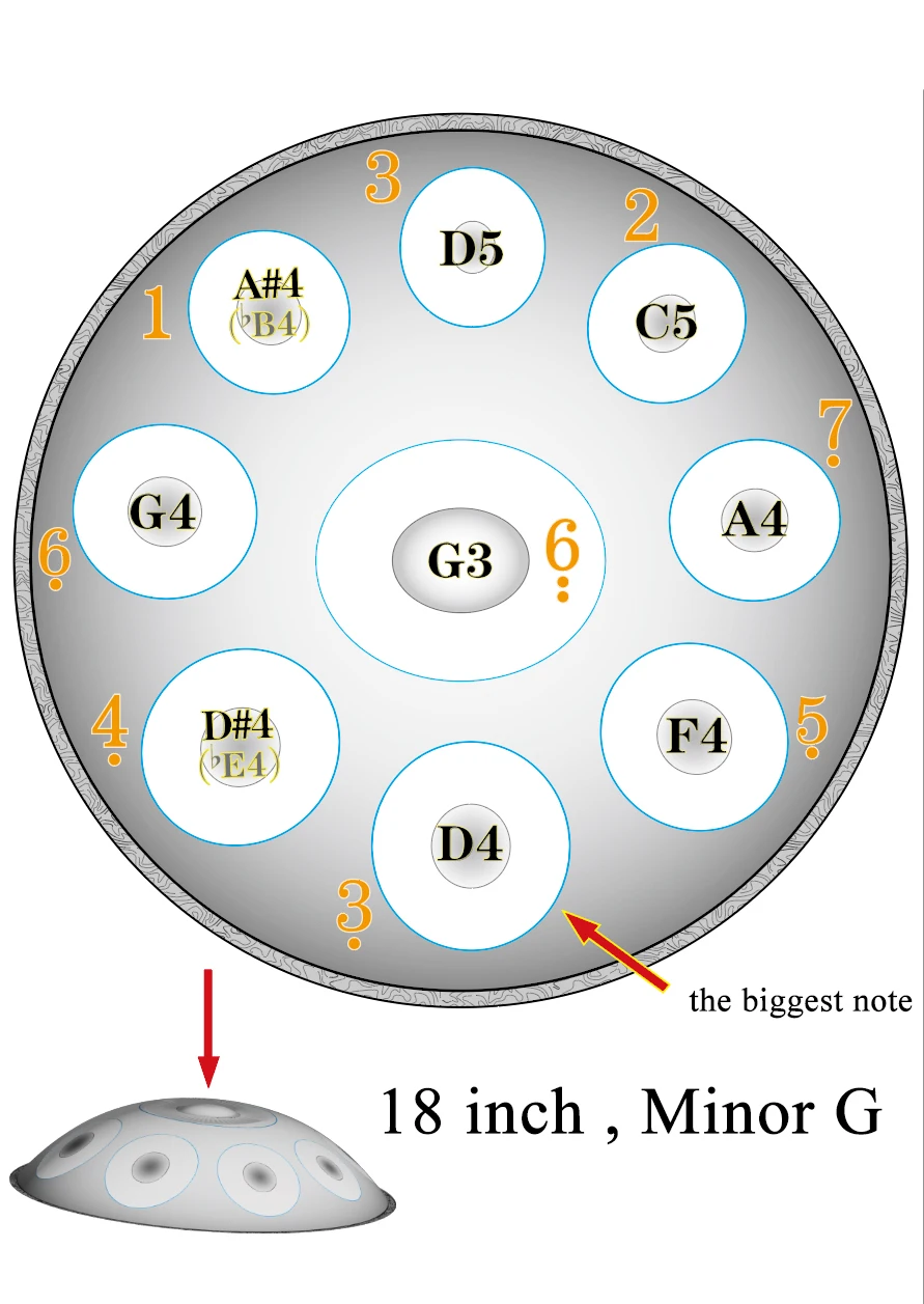 Handpan 18 Inch G Minor 440HZ 9 Notes Pantam Steel Drum Hand Pan Drum For Beginners Yoga Meditation Musical Instruments