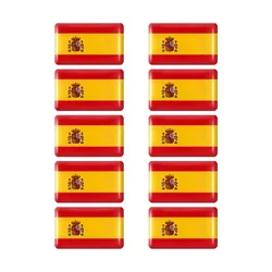 10pcs Epoxy Burgundy Cross Flag Stickers - Car Interior Decoration Decals (Spain)
