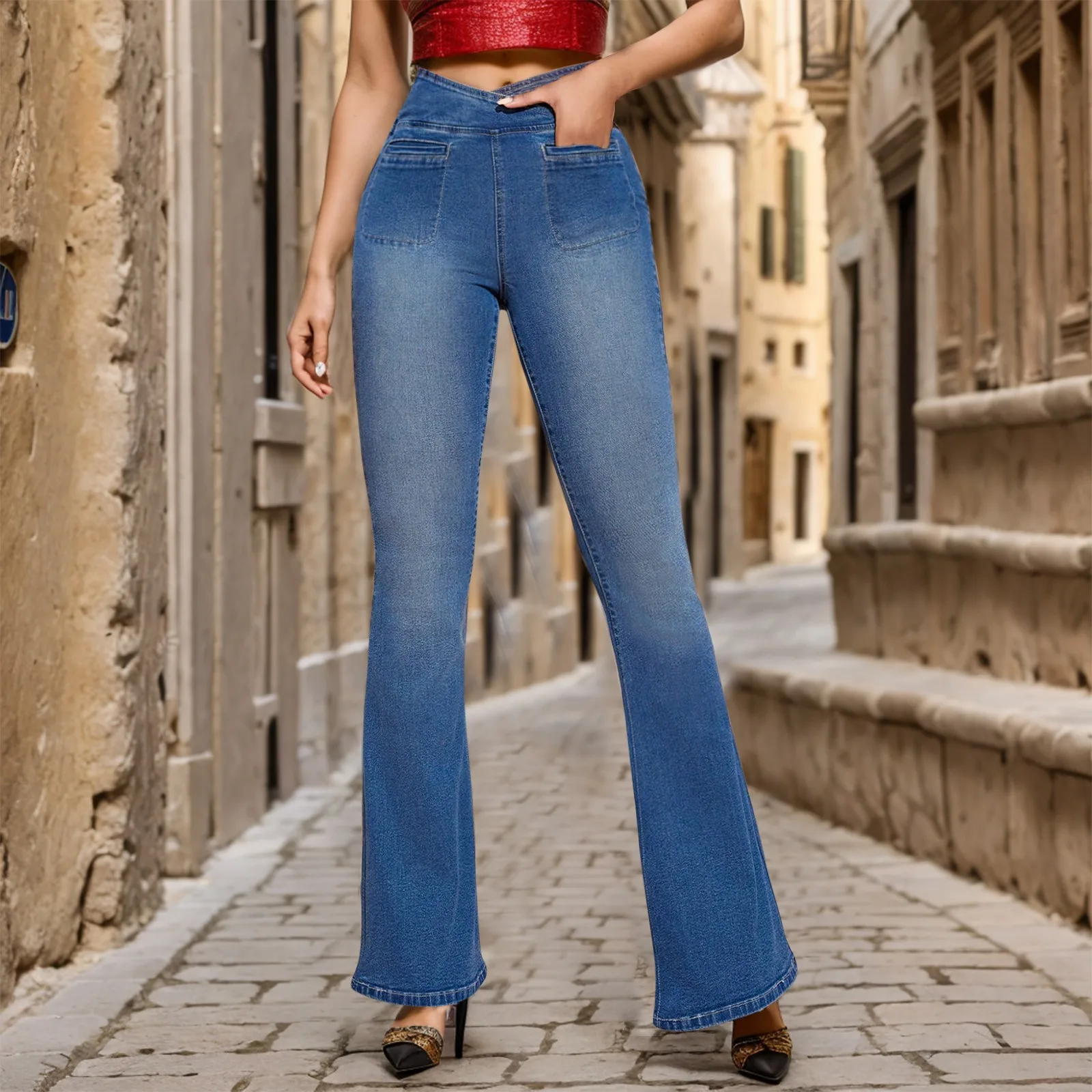 

Women Jeans Stretchy Ripped Distressed Straight Leg Denim Pants Women plus Size Clothes