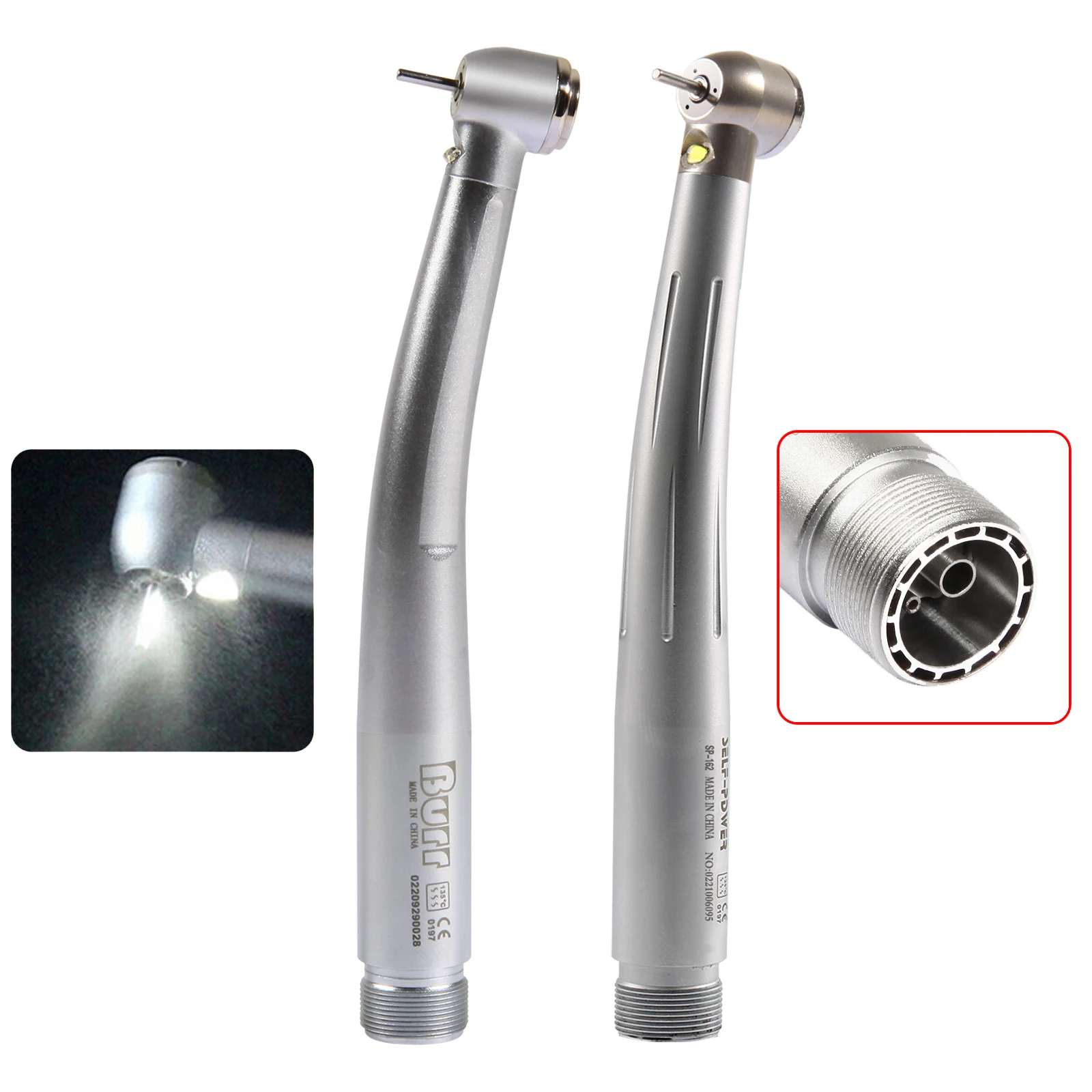

Dental High Speed Hand piece 2 Holes Turbine Triple Water Spray LED E-generator Large Head Push Button Chuck