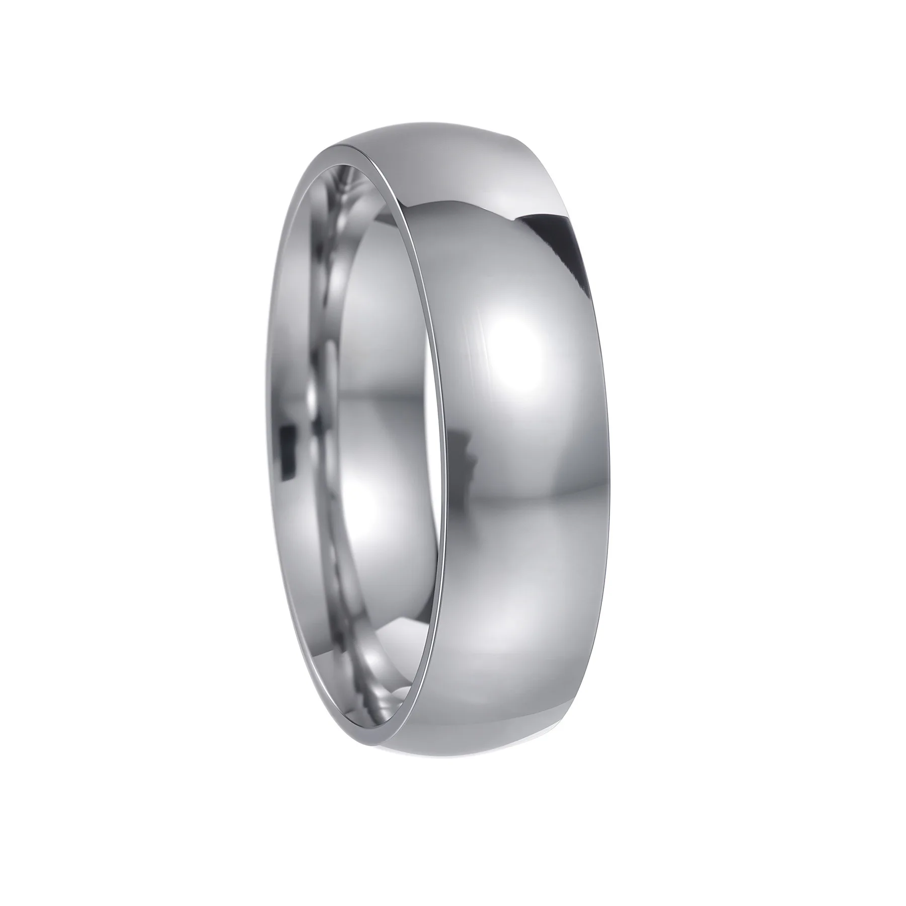 Elegant Polished Gold Stainless Steel Women's Wedding Ring - Classic Engagement Jewelry Accessory