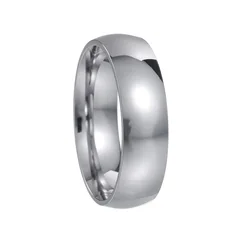 Elegant Polished Gold Stainless Steel Women's Wedding Ring - Classic Engagement Jewelry Accessory - 8 (Silver)