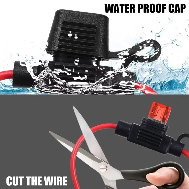 Car Fuse Holder with Fuse Insert Mini Blade Waterproof Sealed Box Car Fuses Socket in Line Cutoff Switch Adapter
