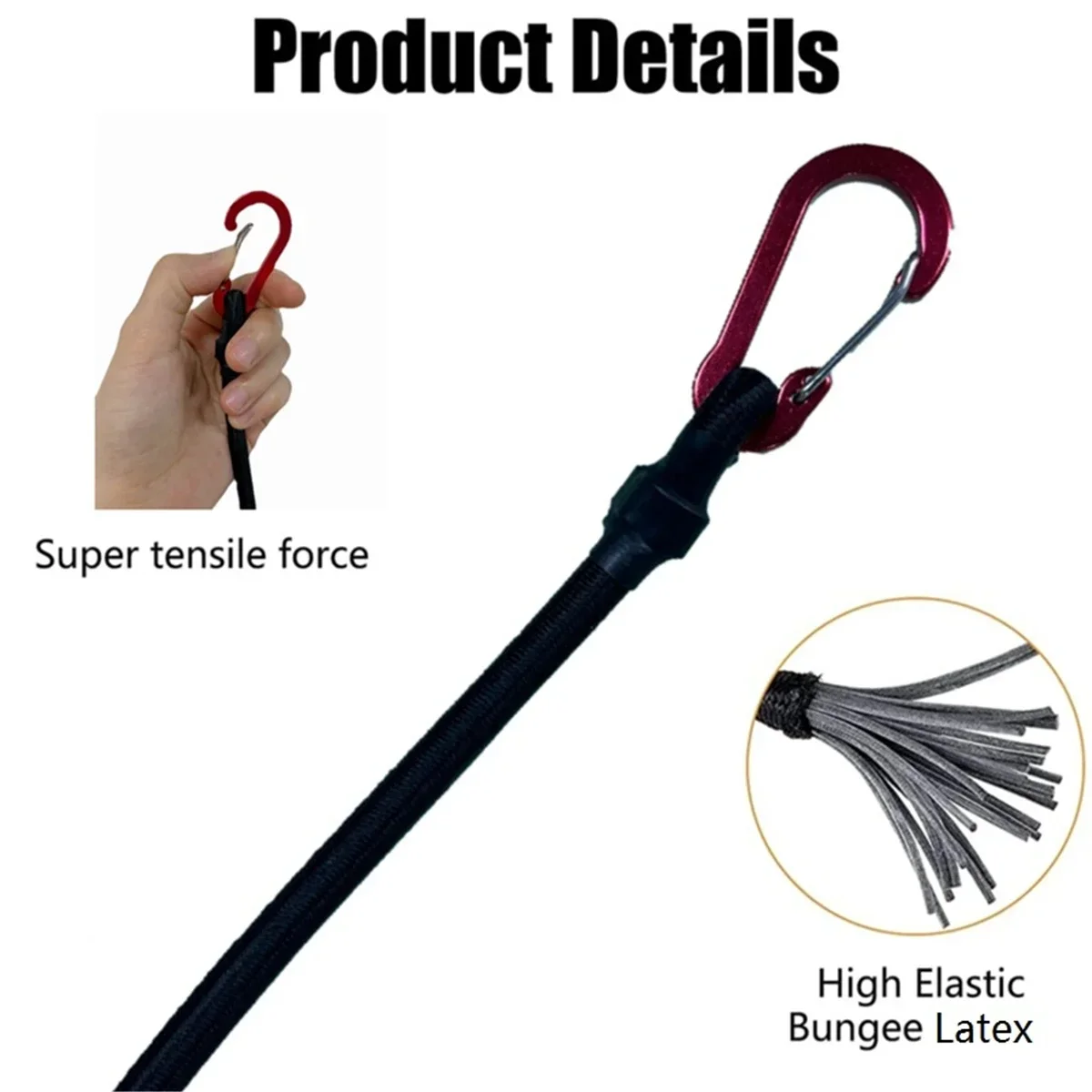 Heavy Duty Bungee Cord Elastic Tie Strap String Carabiner Hooks