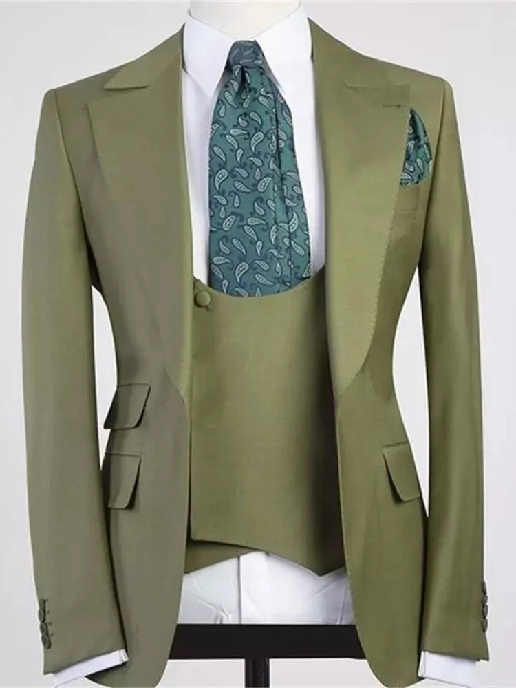 

2023 New Formal Men's Business Suits Slim Fit Skinny Male Wedding Prom Party Set 3 Pieces(Jacket+Pant+Vest+Tie) Traje Novio