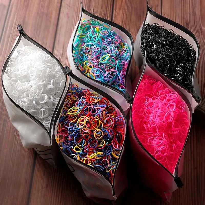 50pcs box mix colors nylon 5cm rubber bands women safe strong elastic hair bands ponytail holder girl scrunchy hair accessories 1000pcs Children's Colorful Hair Accessories Nylon Rubber Band Elastic Headband Girl Headband Ponytail Fixed Elastic Band