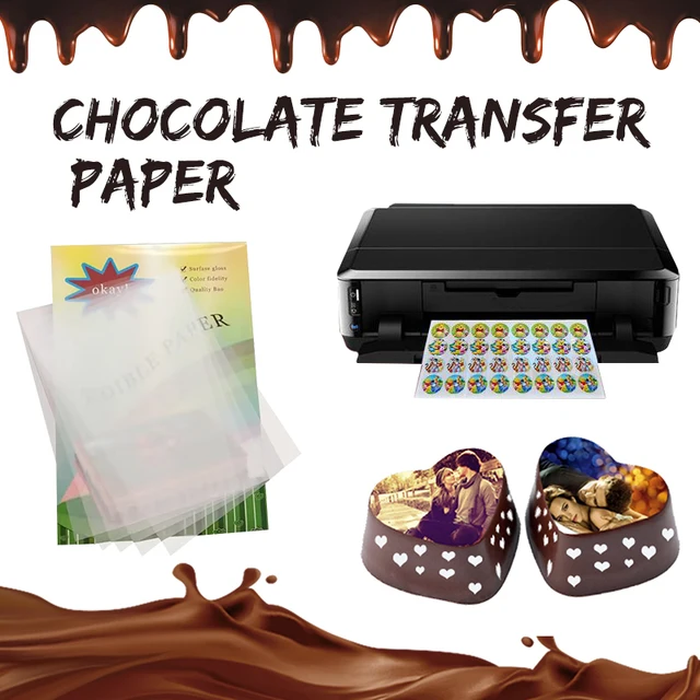 A4 Size Chocolate Transfer Paper Edible 25/50/100 Sheet/Package Cake  Digital Printing For Party