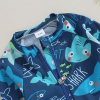 0-24months Baby Boys Rash Guard Swimwear Long Sleeve Zip-Up Shark Spider Print One_piece Swimsuit For Infant Boys 3