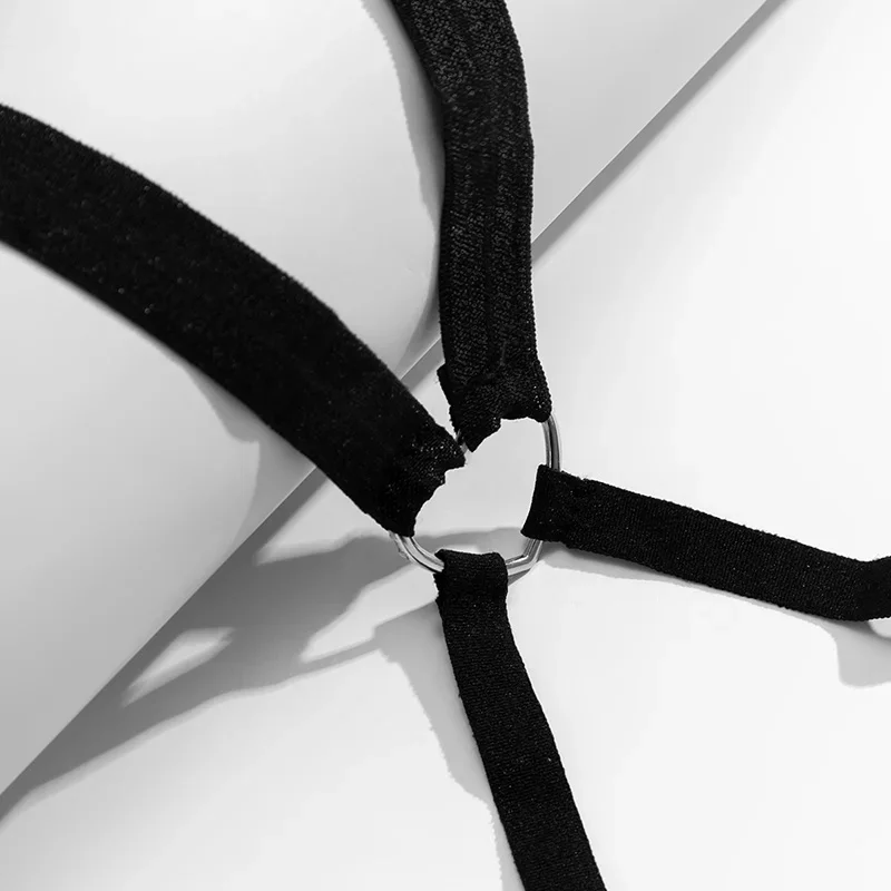 Women Garters Harajuku Style Gothic Black Harness Elastic Strap Leg Thigh Chain Sexy Clothing Harness Cosplay Body Accessories