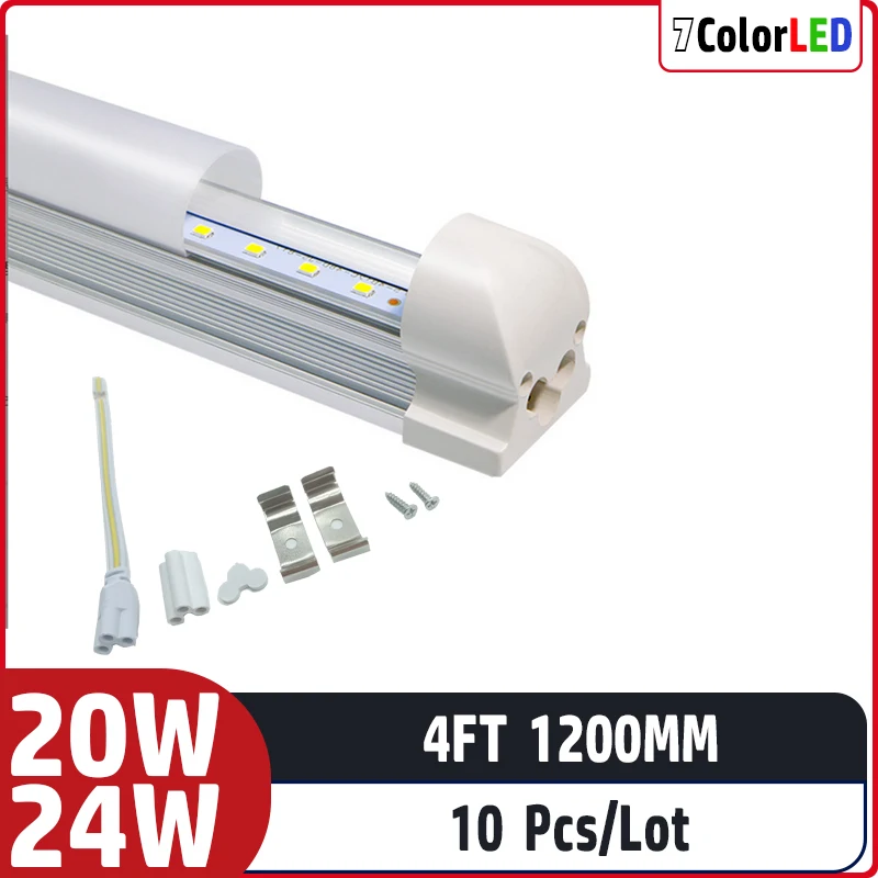 

10pcs/lot 4ft 1200mm 20w 24w AC85-265V input Led Fluorescent lamp For Home Lighting T8 integrated led tube