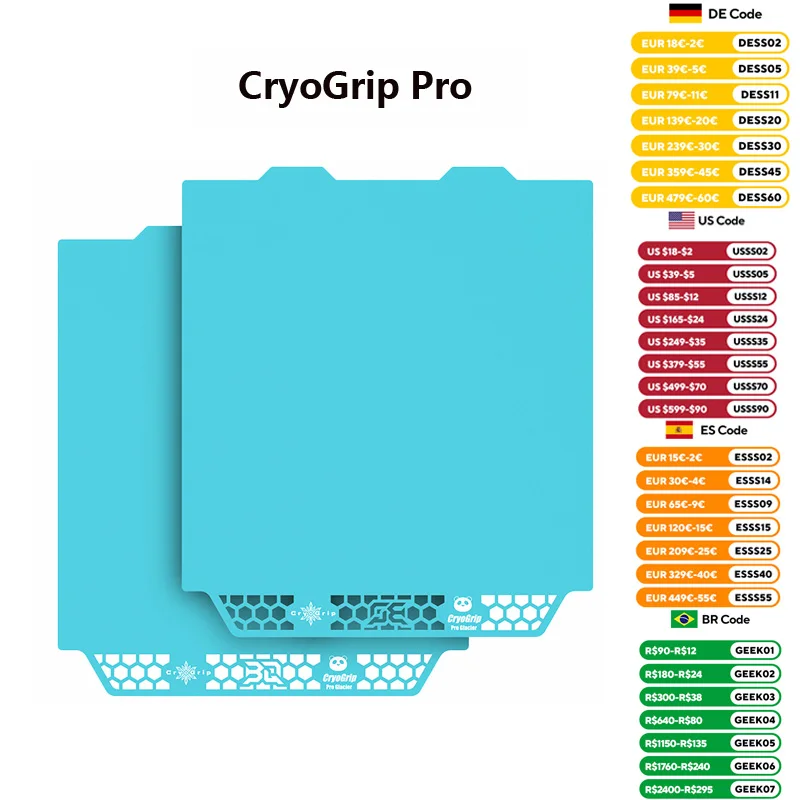 BIQU Panda Placa de construcción CryoGrip Pro resorte de acero de doble cara para BambuLab P1P P1S P2S A1 X1 H2D impresora 3D aventurero 5M