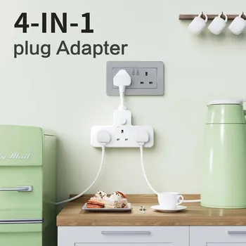 UK Plug Extension Lead 1 to 3 Socket Splitter Non-Blocking, Safety Door, Flexible Cord, 3120W High Power for Home/Office 1