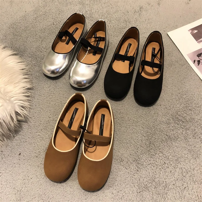 

Туфли женские с круглым носком, повседневные кроссовки с закрытым носком, плоская подошва, Симпатичные, удобные, однотонные, осень-лето 2024