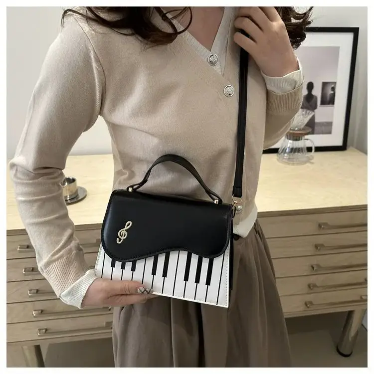 JIAERDI Vintage Piano Print Square Bag Wallet Women Retro Handle Casual Crossbody Bags Hot Girls Sweet Cute Messenger Bag Y2k