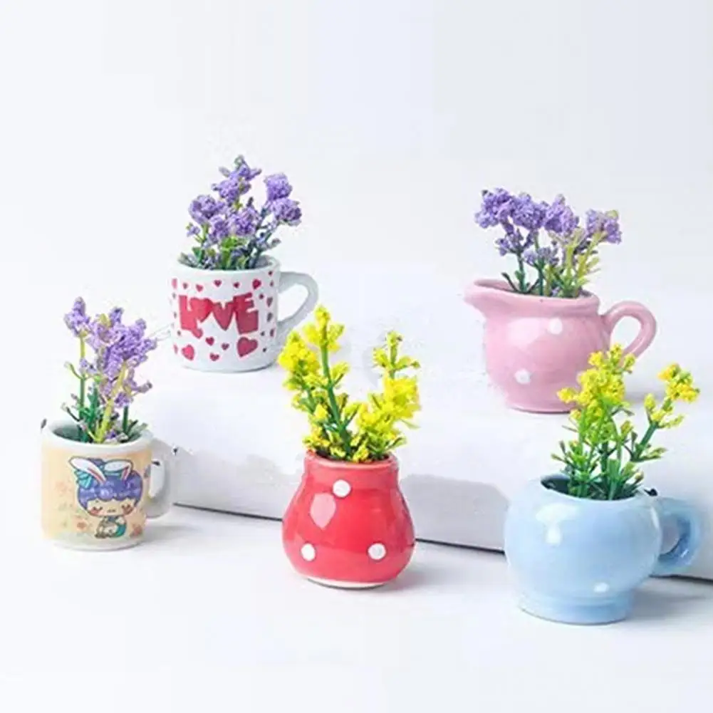 6/8 Pcs Mini Ceramic Vase Refrigerator Magnet Home Kitchen Locker Fridge 3D Miniature Flower Vase Magnetic Decoration Ornament