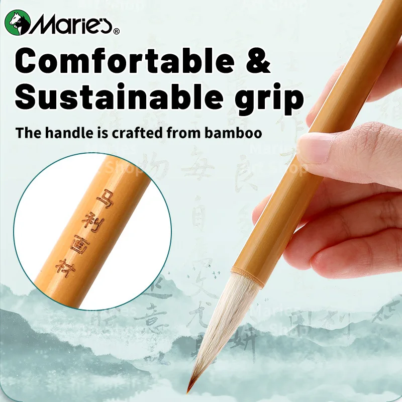 Marie's 3 pcs Jianhao Chinese Calligraphy Brush Set, Traditional Writing Watercolor Brush Ink Pen Kit for Small Regular Script, 3