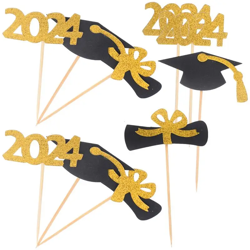 Cake Toppers 12Pcs Graduation Paper Cupcake Decorative Picks for Party