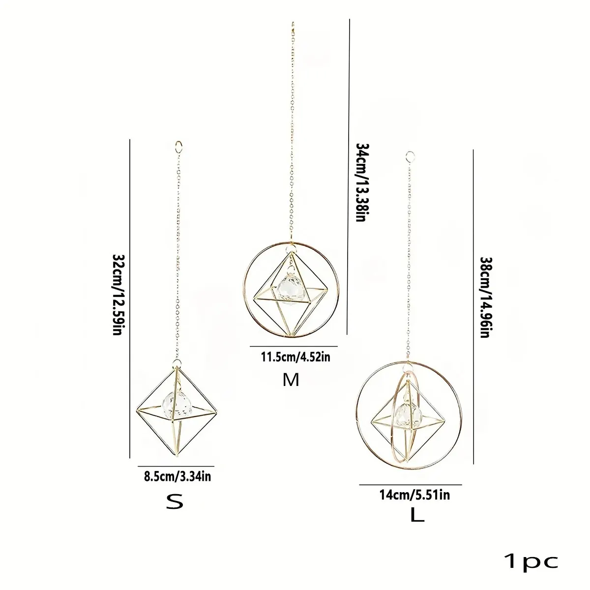 Sun Catcher 1 Pc Gold Air Frame Crystal Suncatcher Wind Chime Hanging Indoor Outdoor Garden Lighting Ornaments Wedding Party Decoration