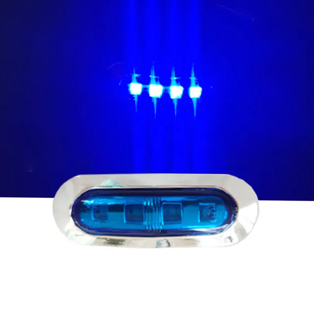 4xMarine Boat LED Courtesy Lights Cabin Deck Walkway Stair Light Blue LED Tail Lamp Yacht