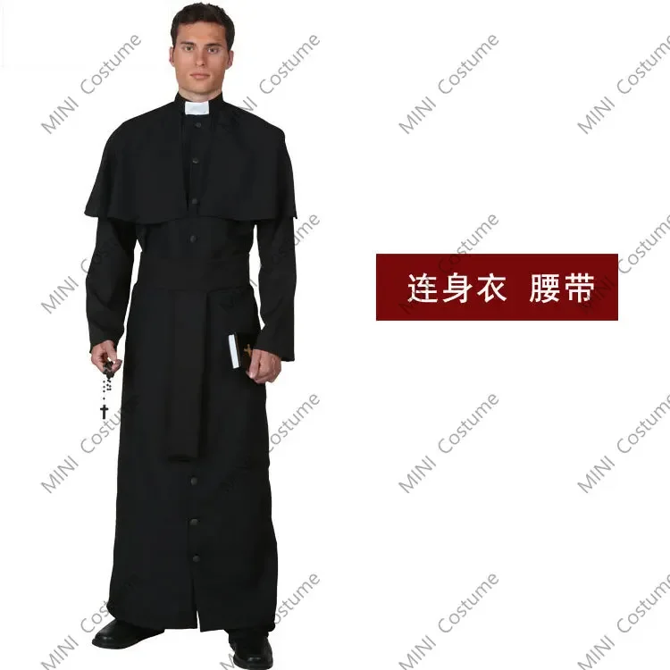 Halloween Nun Sister Costume Men and Women's Christian Missionary Catholic Cosplay Carnival Fantasia Role-playing Dress