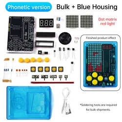 Enhanced DIY Handheld Game Console Kit with USB & Voice Features (Blue Red)