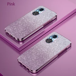 Luxury Electroplated Glitter Transparent Star Phone Case with Soft TPU Bumper for Honor 50 SE (Pink)
