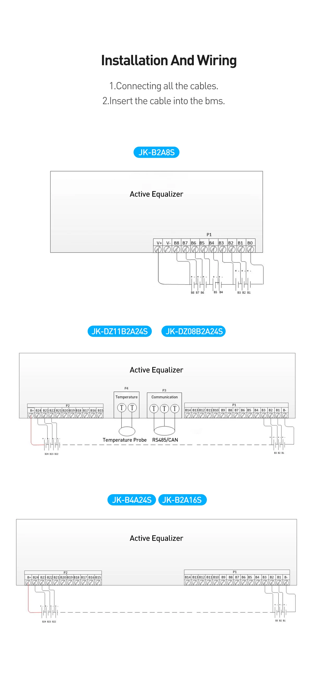 JKBMS 2A 4A Smart Active Balancer 8S 10S 14S 16S 20S 21S 22S 24S Lifepo4 Li-ion