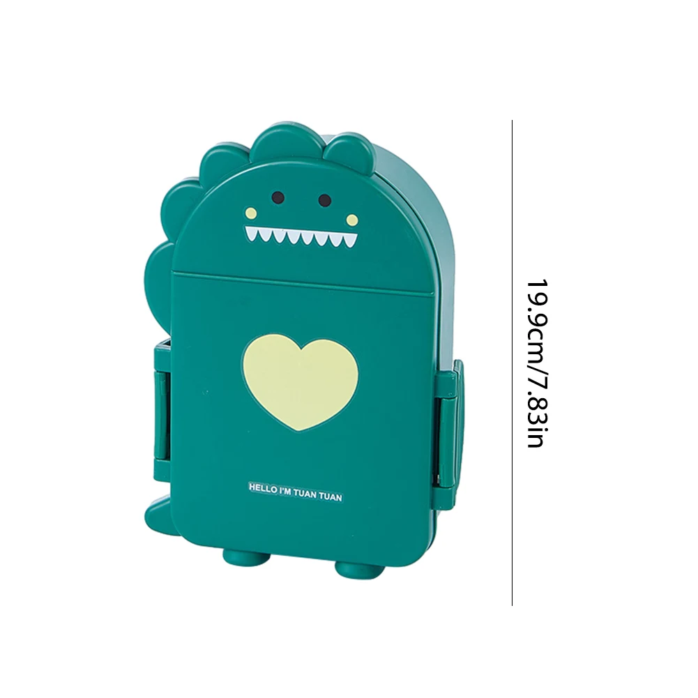 Unisex Fruit Container Cartoon 2 Compartments Rice/Noodles Container with Spoon and Fork Versatile for Working Traveling Camping