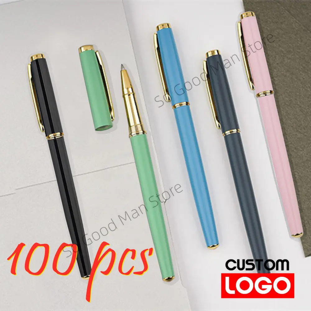 100pcs Metal Gel Pen Customizable Logo Gift for Men Custom Name Luxury Premium Pen Office Witness Advertising Pen Wholesale witness