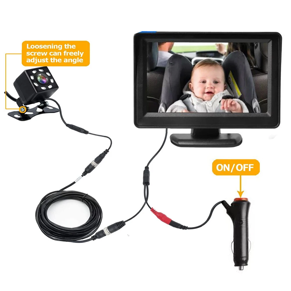 Baby Car Camera 8LED Monitor Night Vision Recording Car Seat