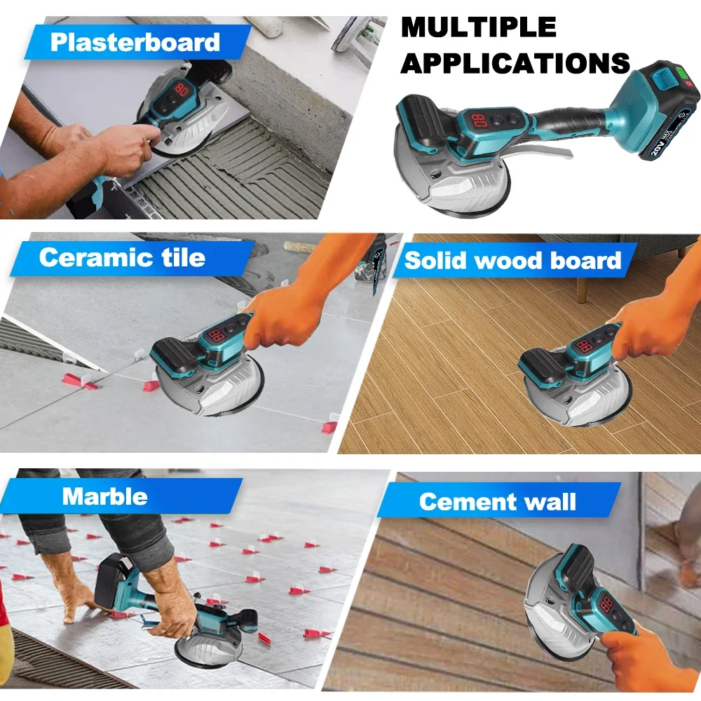 Cordless 21v Tiling Machine 8 Gear Tiles Vibrator Suction Cup Automatic Floor Leveling Power Tool Makita 18V Battery Tiling Machine