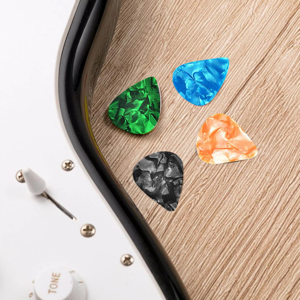 10Pcs Electric Guitar Picks Colorful Guitar Picks & Pick Holder Set Acoustic Celluloid Accessories