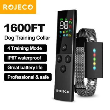Collare di addestramento per cani ROJECO con telecomando Collare per cani elettrico impermeabile IP67 da 1600FT per collare di arresto per il controllo dell'abbaio del cane da compagnia