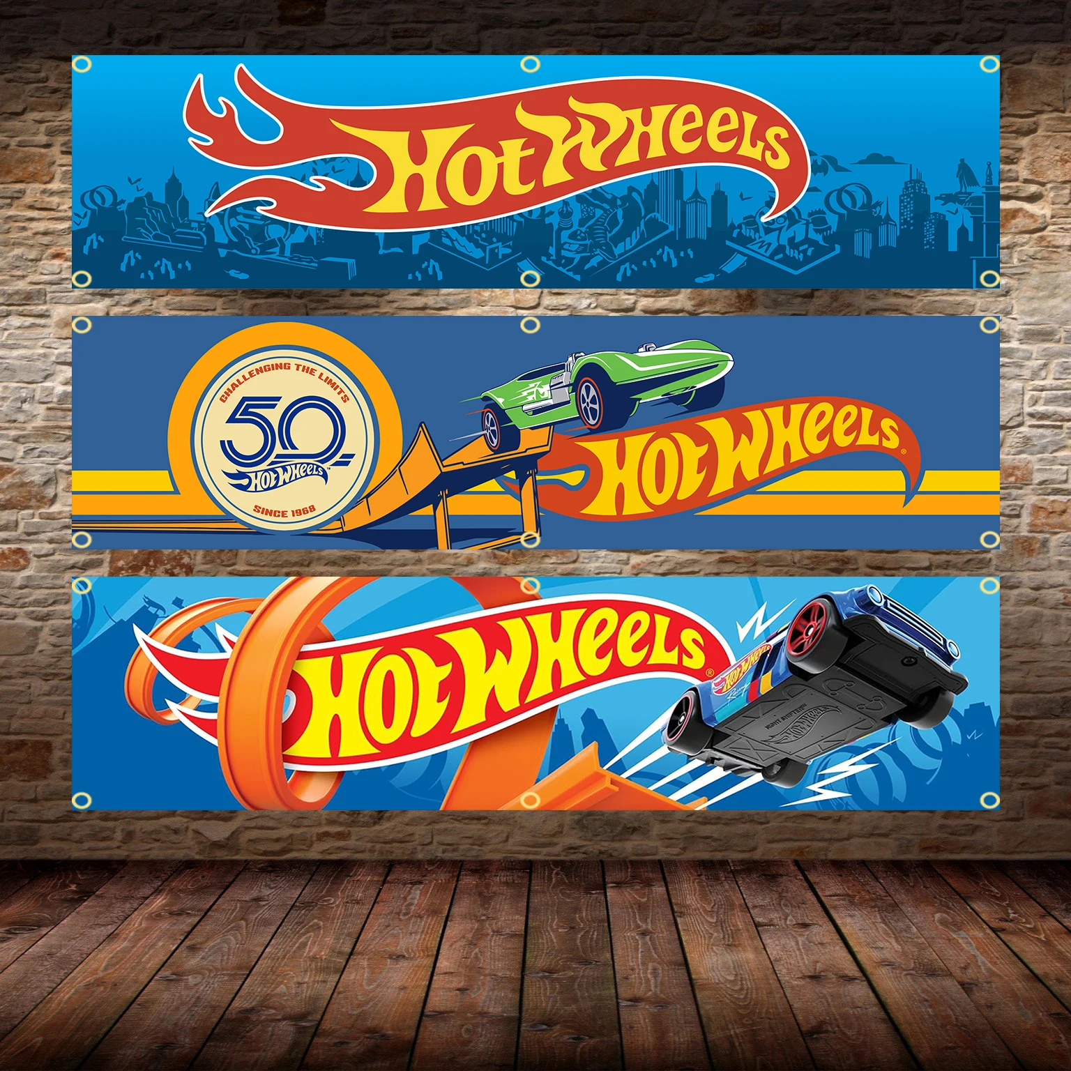 60 X240Cm Hot Wheels Banner Flag Poliestere Stampato Garage O Arazzo Decorazione Esterna