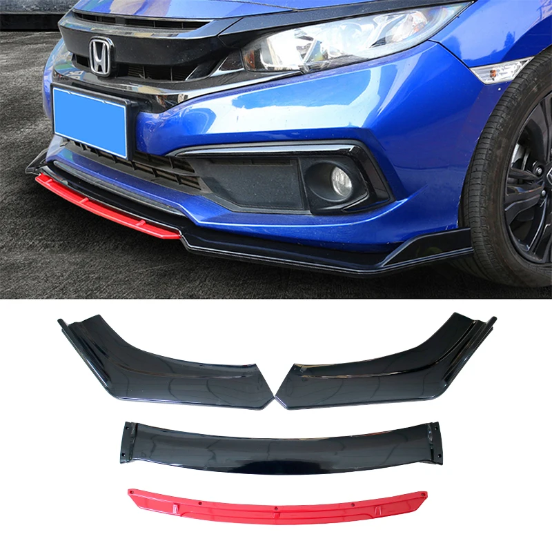 Universal Car Front Bumper Lip Body Kit Spoiler Splitter Diffuser Red Black Blue Canard Splitter ABS Plastic Auto Modification