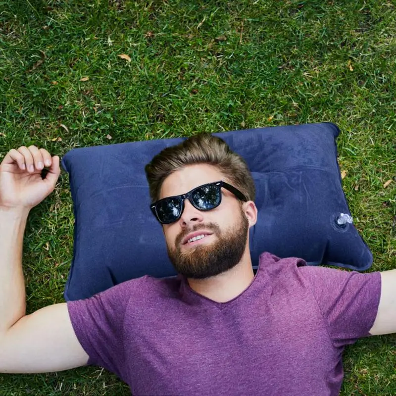 Portable Inflatable Pillow Outdoor Camping Pillows Air Inflatable Neck Pillows Folding Rest Pillow Travel Back Relaxing Tool