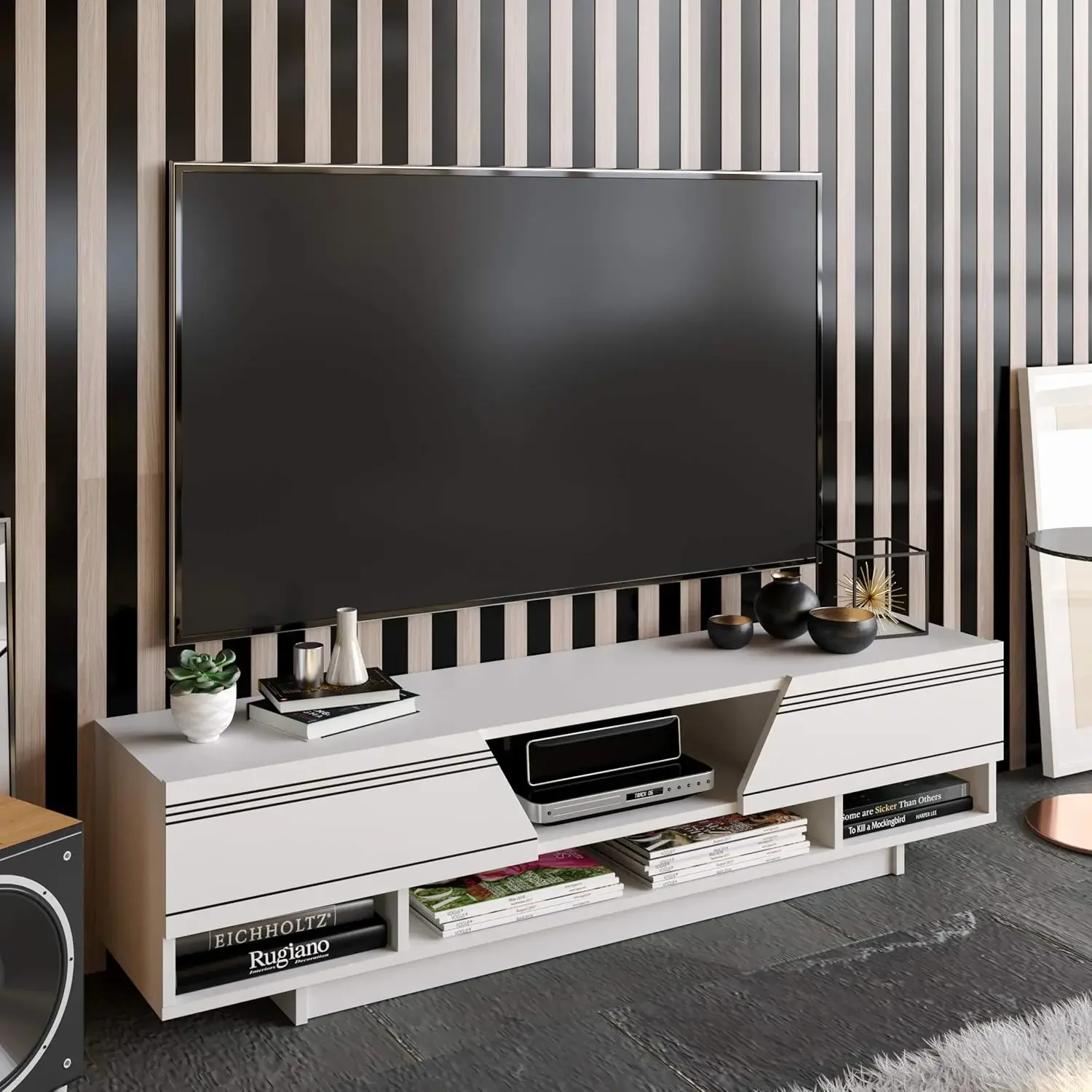 Aspatria TV Stand for Up to 65" TVs - Modern White TV Stands 2