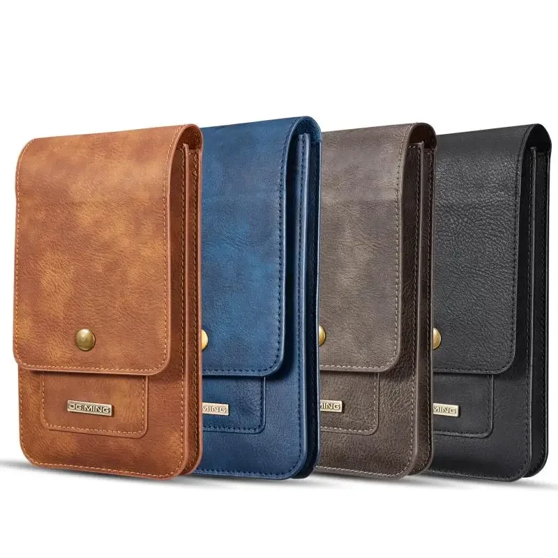 Universal Leather Wallet Phone Case with Belt Clip - Holster Pouch for Outdoor Sports and Running