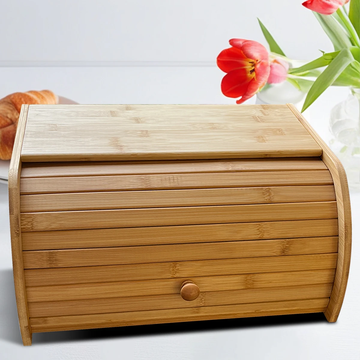 Premium Bamboo Bread Box, Bread Storage And Organizer, Organizer For Kitchen Countertop 6